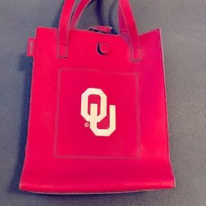 Alan Stuart collegiate leather-like OU tote. Gray felt lining. Perfect condition